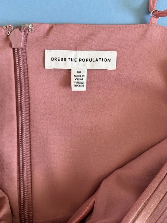 NWT Dress The Population Zahrah Tiered Pleated Rose Pink Metallic Satin Gown - Picture 8 of 10